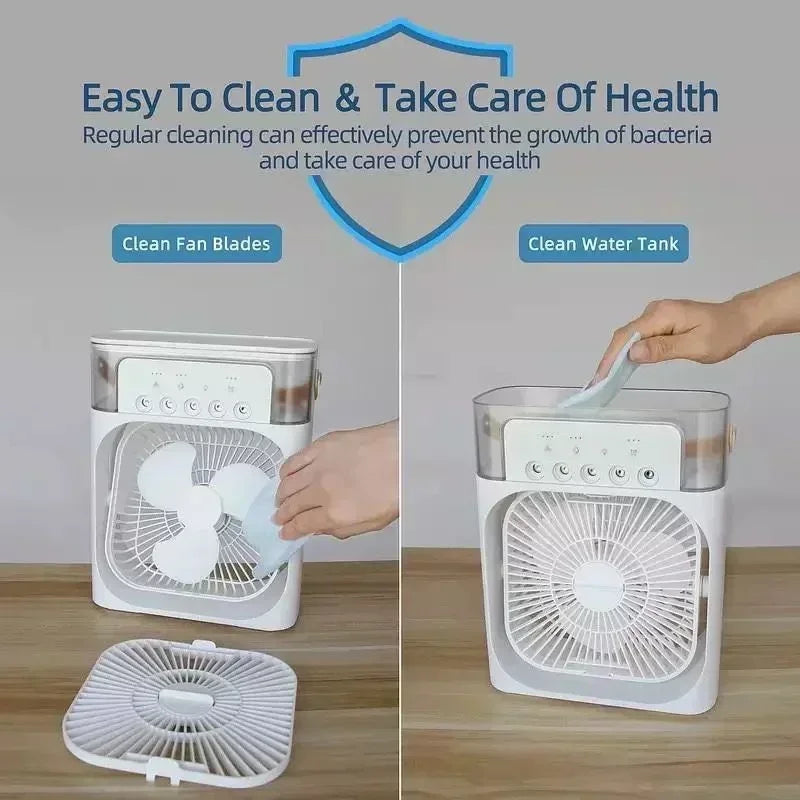 3-in-1 Portable Air Conditioner and Humidifier with LED Night Light and Adjustable Fan for Home and Office Use