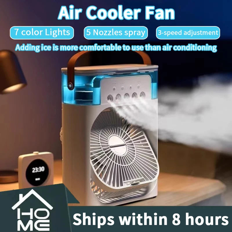 3-in-1 Portable Air Conditioner and Humidifier with LED Night Light and Adjustable Fan for Home and Office Use