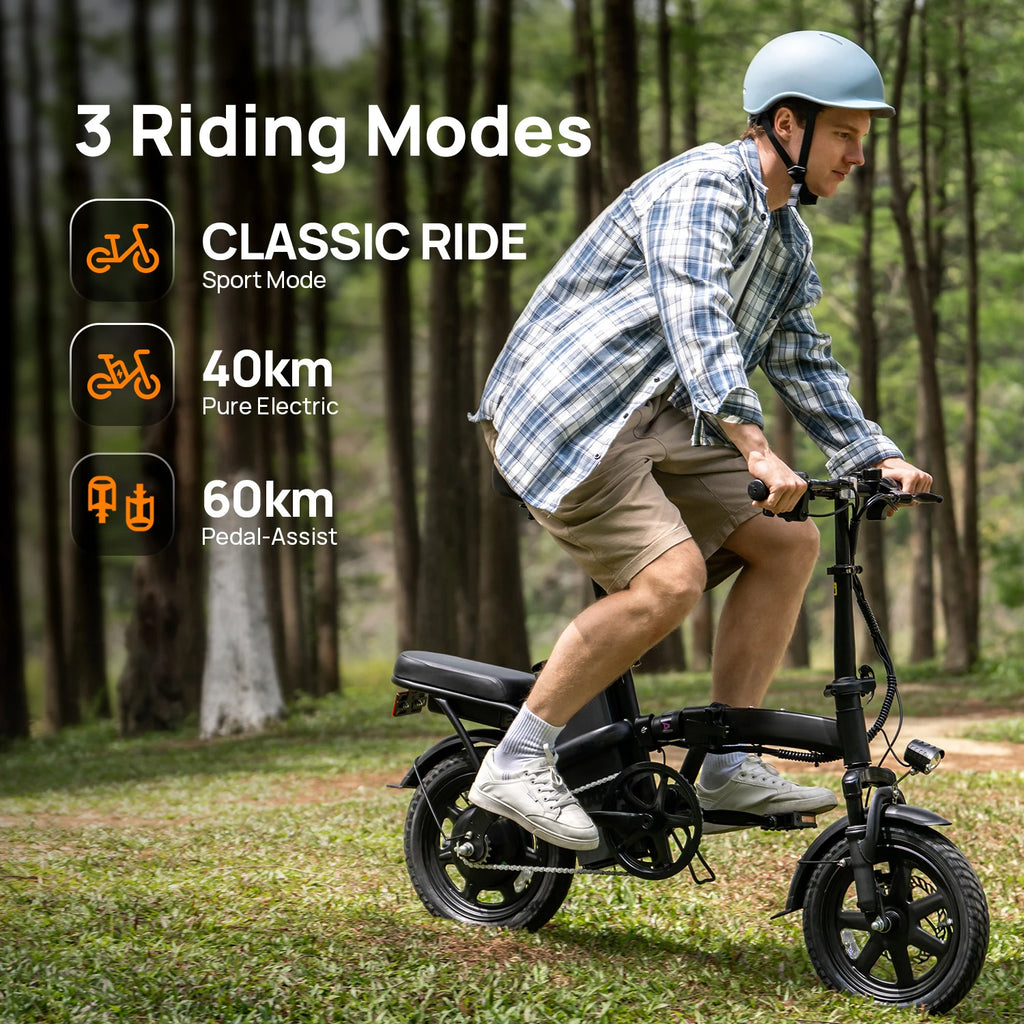 F1L 250W 48V 7.5Ah Foldable 14-Inch All-Terrain Fat Tire E-Mountain Bike