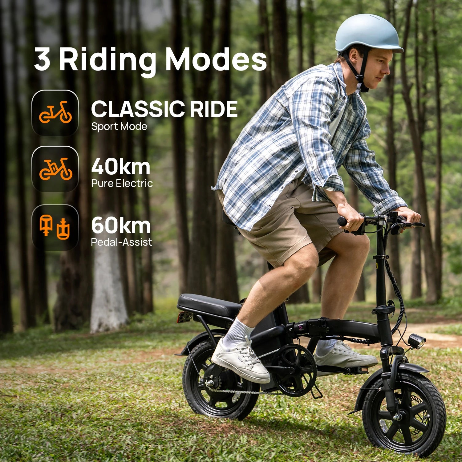 F1L 250W 48V 7.5Ah Foldable 14-Inch All-Terrain Fat Tire E-Mountain Bike